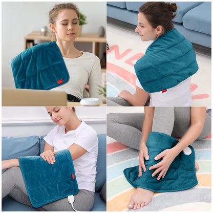 Comfytemp Weighted Heating Pad for Back & Cramps, Father's Day Gifts, Birthday Gifts for Mom Dad Women Men, 2.2lb Electric Neck Shoulder Heat Pad for Pain Relief, FSA HSA Eligible, 2H Auto-Off, 12x24