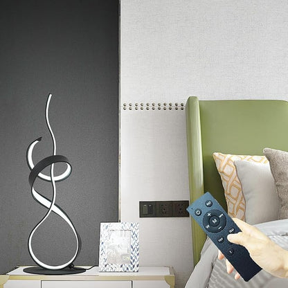 22inch 24W 2700LM Modern Design 3CCT 2700K/4000K/6500K Stepless Touch Dimmable with Remote Control Art LED Table Lamps for Bedroom Bedside Living Room Villa Gift Idea (Black)