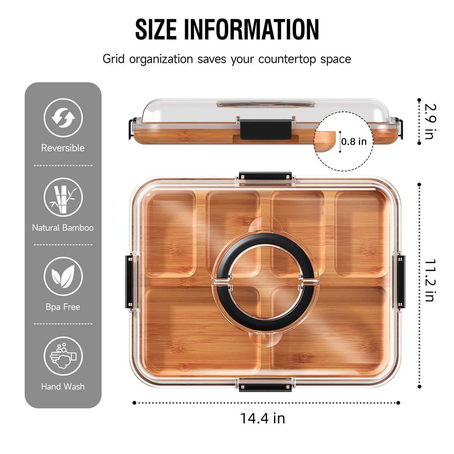 Renmxj Charcuterie Board with Clear Lid, Travel Portable Cheese Board Charcuterie Box Cutting Boards for Kitchen, Picnic and Party, House Warming Gifts New Home (Black, 6 Compartments)