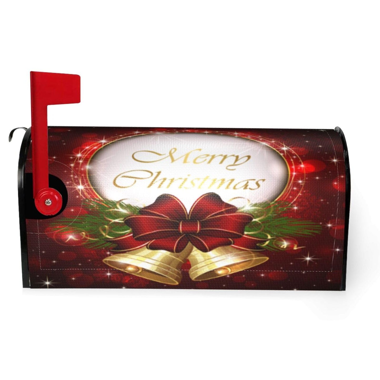 Christmas Mailbox Covers Merry Christmas Bell Snowflake Magnetic Letter Post Box Cover Standard Size 25.5 x 21 Inch Garden Yard Home Decorative