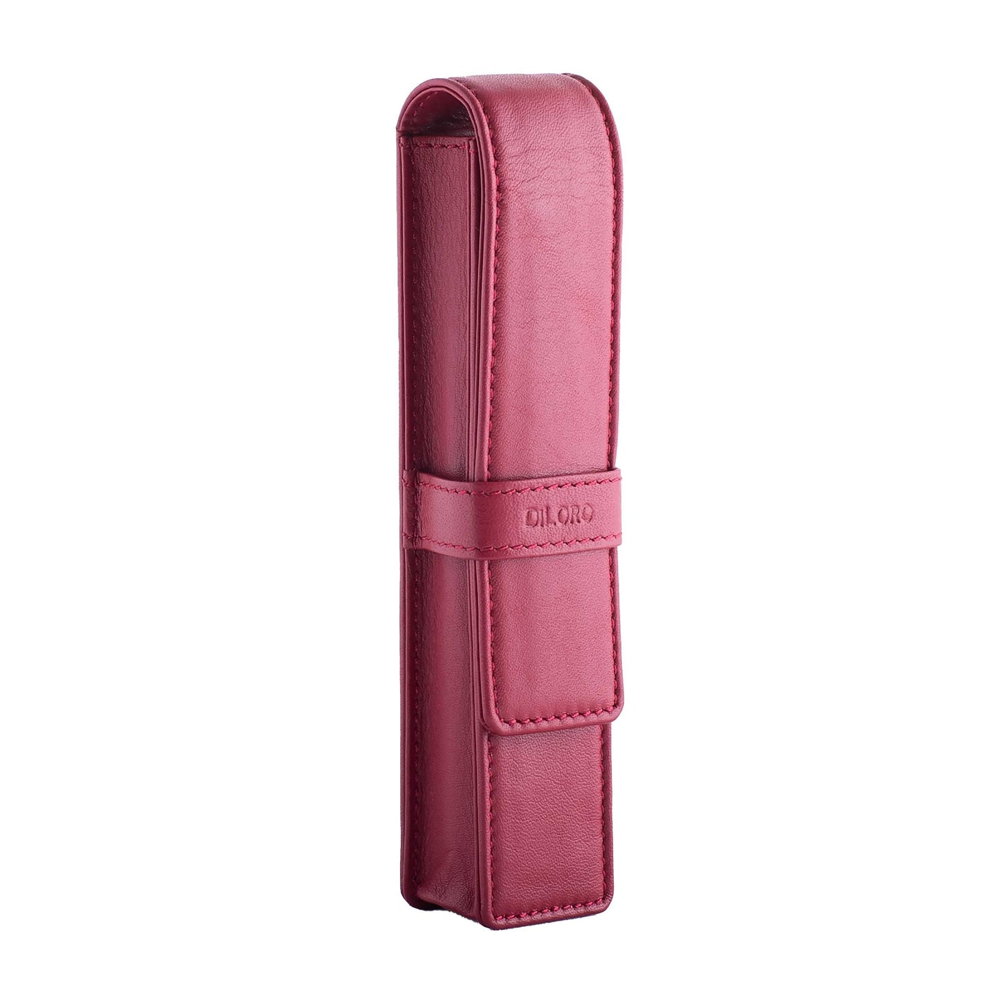 DiLoro Leather Single Pen Case Pencil Pouch Holder for One Fountain Ballpoint Rollerball Pen and Pencil (Red)