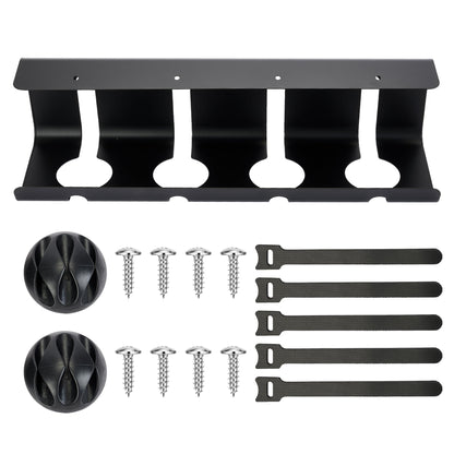 Desktop Metal Cable Management Tray 40x10x11cm - Multipurpose, Movable, No-Assembly Organizer - Modern Minimalist for Office Desks (Black)