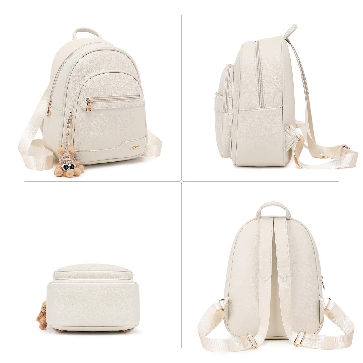 BAGOK Mini Leather Backpack Purse for Women, Small Backpack Purse with Cartoon Charm, Cute Fashion Bag for Girls