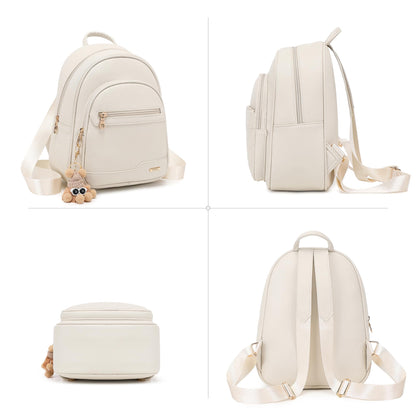 BAGOK Mini Leather Backpack Purse for Women, Small Backpack Purse with Cartoon Charm, Cute Fashion Bag for Girls