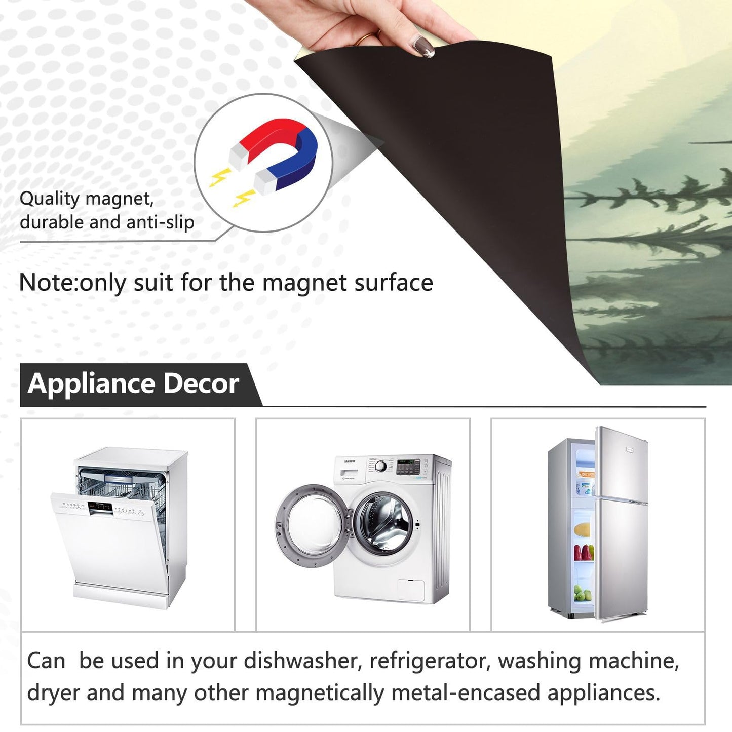 Bulletgxll Watercolour Forest Dishwasher Magnet Cover Decorative Magnetic Dishwasher Front Door Cover Refrigerator Magnet Sheet Sticker for Home Kitchen Decor, 23 x 26 Inch