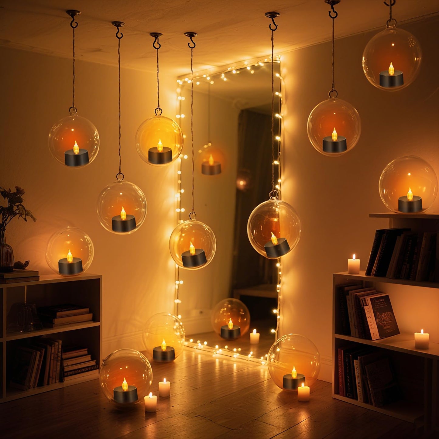 Candlium Tea Lights Battery Operated Candles LED Tea Lights Flameless Candles 200+ Hours Flickering Fake Tealights for Halloween, Christmas Aniversary Home Table Decor(Black, 50 Pack)
