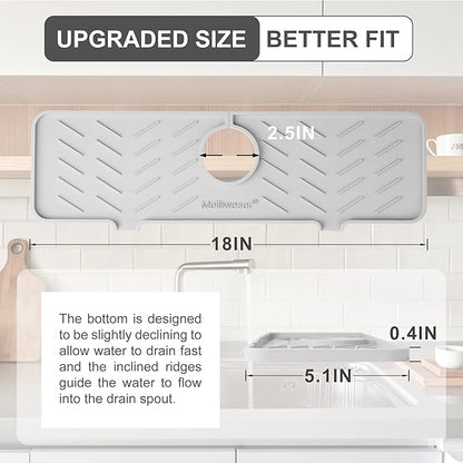 Meiliweser Silicone Faucet Mat for Kitchen Sink – Gen 2 Splash Guard