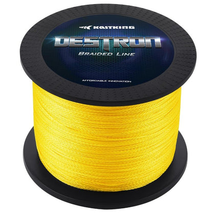 KastKing Destron Braided Fishing Line, Yellow, 4 Stands, 6LB, 300Yds