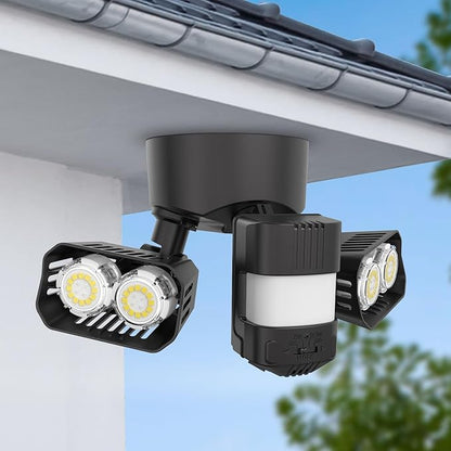 SANSI 28W 3500LM Motion Sensor Outdoor Lights, Outdoor Motion Sensor Light Security Lights Detector with 4 Mode 350W Equiv 5000K, IP65 Waterproof for Soffit, Garage, Yard (Black) Hardwired