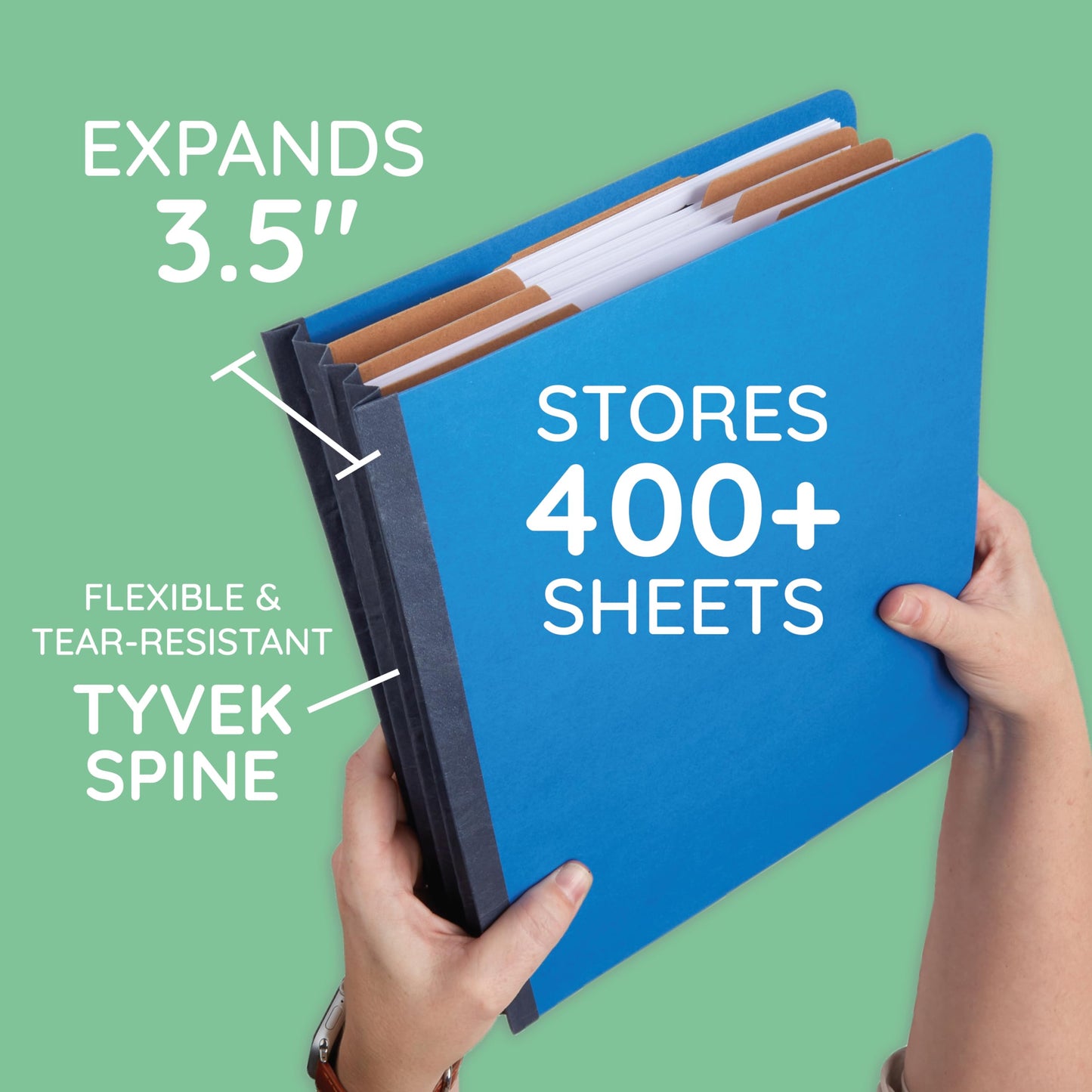 Blue Summit Supplies Dark Classification Folders, 3 Dividers, Letter Size with 2 Inch Tyvek Expansions, Use for Organizing Medical Records & Client Files, Great as Lease Folders, 10 Pack
