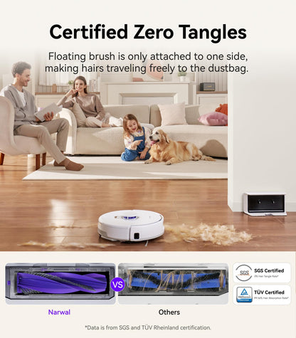NARWAL Freo X Plus Robot Vacuum and Mop, 7-Week Dust Storage, 7800Pa Suction, Zero Tangles, Tri-Laser Obstacle Avoidance, LiDAR Navigation, Self Vacuum Cleaner for Pet Hair, Hard Floor, Carpet