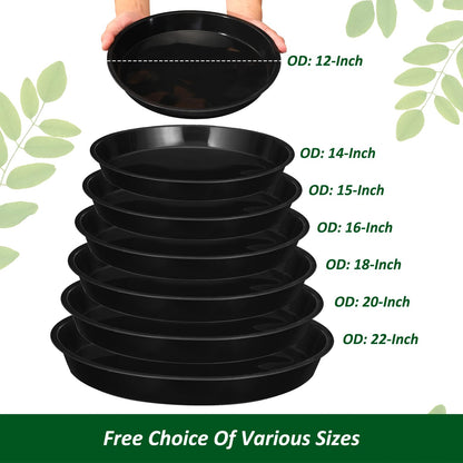 PATIKIL 5 Pack Plastic Plant Saucer, 14 Inch Plant Tray for Pots Round Plant Dish Plant Drip Trays Water Tray for Indoors Outdoors Garden, Black
