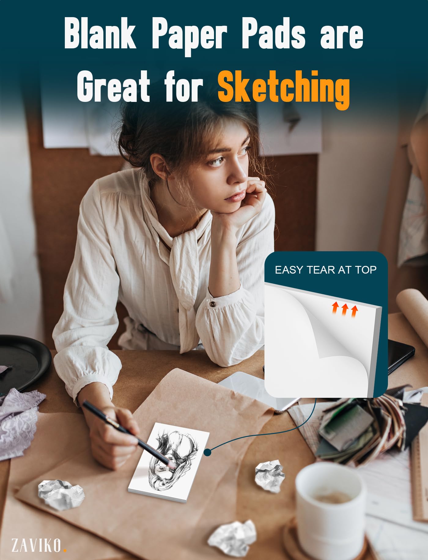12 Pack Blank Note Pads 4x6 Inch, 50 Sheets Per Small Notepads, Blank Scratch Pads for Writing, Tear Off Notepads 4x6, Unlined Memo Pad of Paper, Server Note Pads Suitable for To Do Grocery List