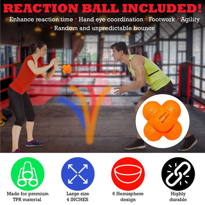 Soul Shift Boxing Reflex Ball – 4-Level Family Training Pack | Safety Glasses + Reaction Ball + 2 Headbands | Improve Focus, Reflexes, Agility & Hand-Eye Coordination | MMA