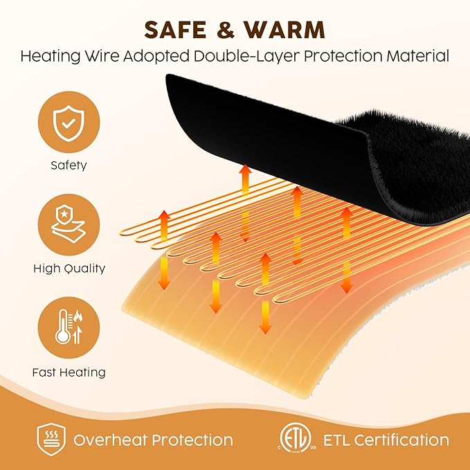 HYLEORY Heated Electric Blanket Queen 84"x90" Soft Fleece & Flannel with 5 Heating Levels & 10 Hours Timer Auto Shutt Off, ETL Certified, Washable，Heated Blanket for Body-Black