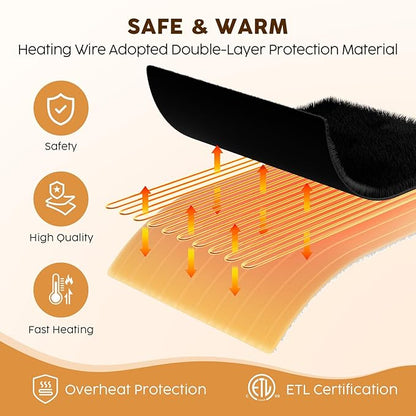 HYLEORY Heated Electric Blanket Queen 84"x90" Soft Fleece & Flannel with 5 Heating Levels & 10 Hours Timer Auto Shutt Off, ETL Certified, Washable，Heated Blanket for Body-Black