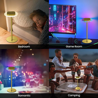 LOFTEK Cordless Table Lamps Set of 2, Rechargeable Table Lamp, Up to 55 Hrs Ultra-Long Battery Life, Eye-Friendly, Touch Dimming, Portable Wireless Ambient Lighting (Gold, 1 Pack)