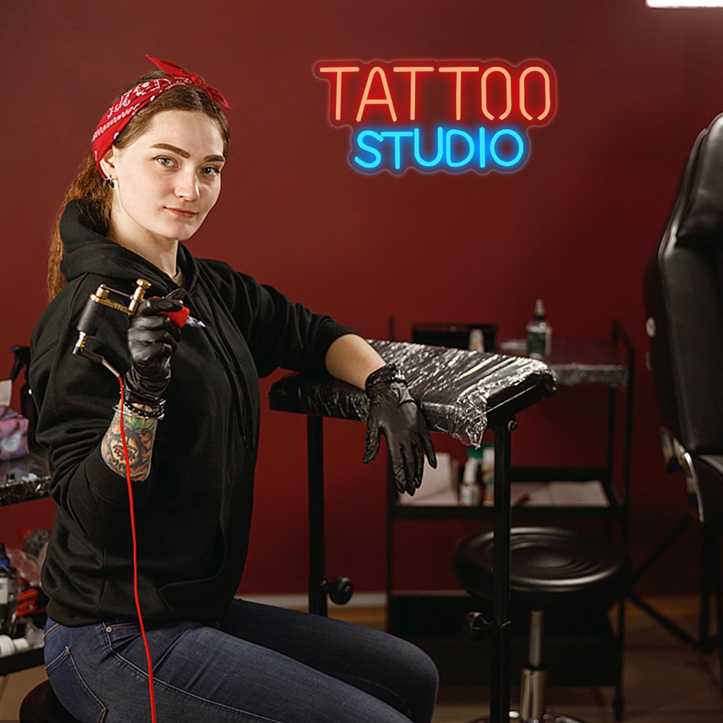 UExnkj-Y Tattoo Neon Sign For Wall Decor, Tattoo Studio Neon Sign Dimmable Tattoo Neon Light for Bedroom Tattoo Shop Salon Studio Garage Man Cave Game Room Wall Decoration