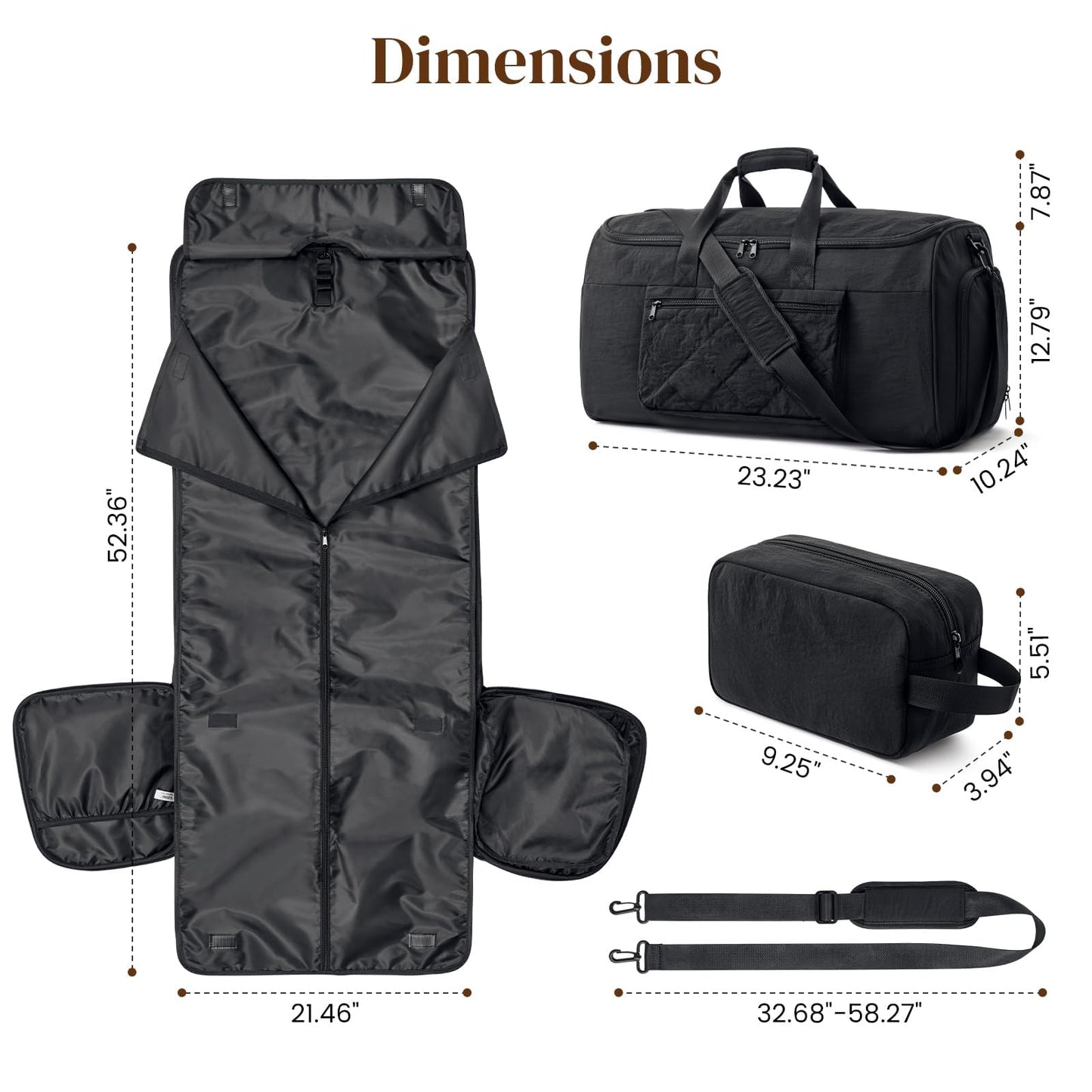 S-ZONE Garment Duffle Bags for Travel Carry on Convertible 2 in 1 Suit Bags Hanging Suitcase with Toiletry Bag 50L