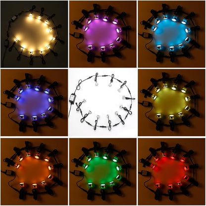 FVTLED Low Voltage Recessed RGBW Deck Light, 20pcs Φ1.22 RGB & Warm White Stainless Steel Waterproof Outdoor Step Lighting In-ground Landscape Pathway Patio Stair Decor Lamp, Black