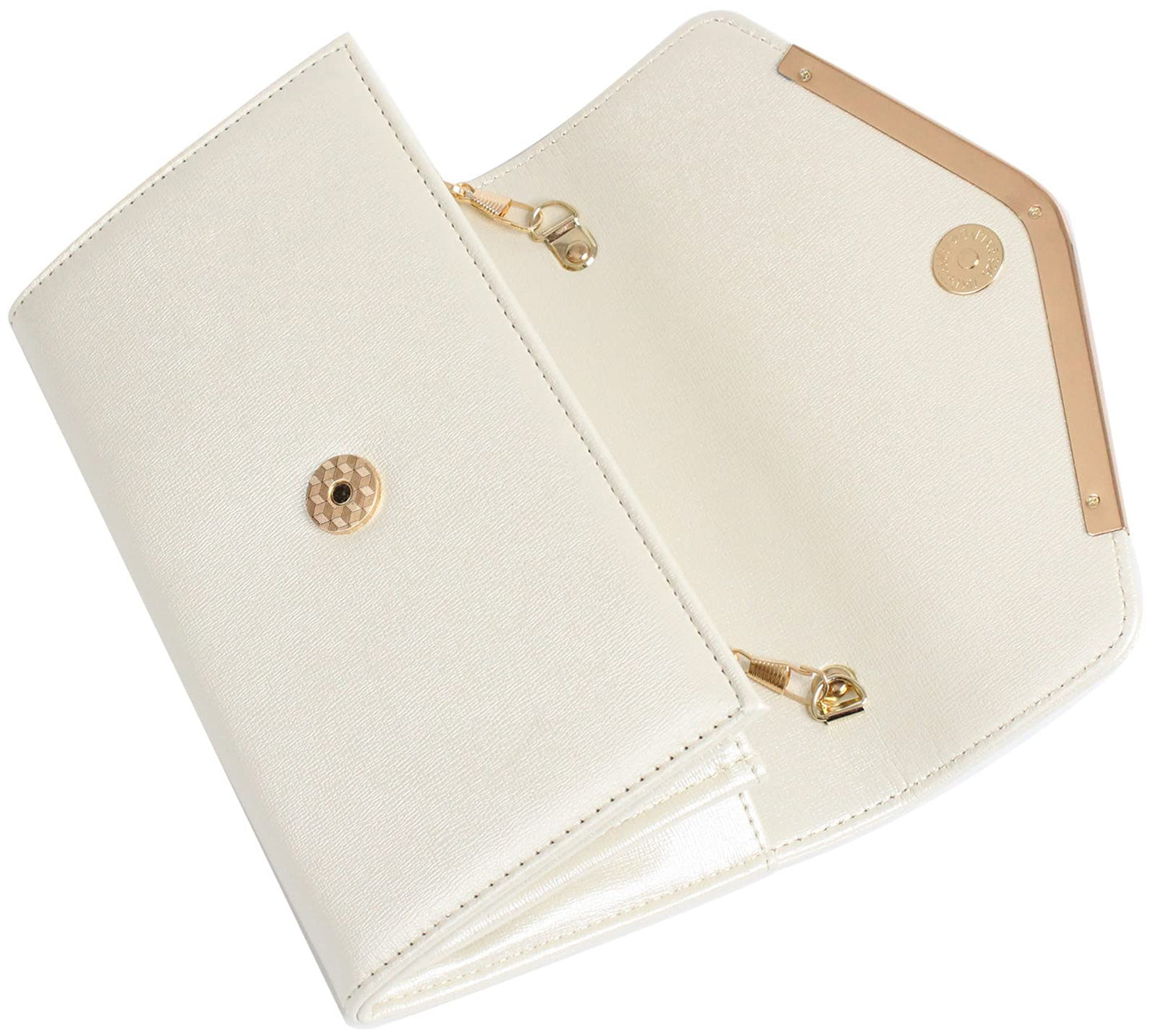 Autumnwell Clutch Purse Evening Bag for Women，Envelope Handbag With Detachable Chain for Wedding and Party（beige）