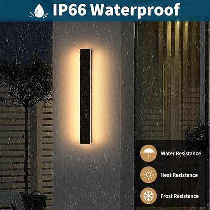Outdoor Modern Wall Lights, 31.4inch Exterior Wall Sconces, 3 Color Lights 3000K/4500K/6000K, Black Minimalist, IP65 Waterproof, Linear Long Wall Mount Lamps for House, Patio, Garages