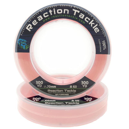 Reaction Tackle 100% Pure Fluorocarbon Fishing Line - High Strength, Abrasion-Resistant, Fast-Sinking, Virtually Invisible - Saltwater and Freshwater Leader Line - Pink - 80LB 125 Yards