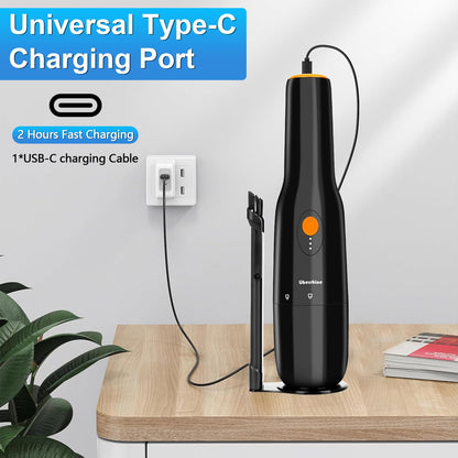 Libershine Handheld Vacuum Cordless Rechargeable, 9500PA Car Vacuum Cleaner Strong Suction, Car Vacuum Portable Cordless with 150ML Dust Cup, Stand for Car, Home, Office