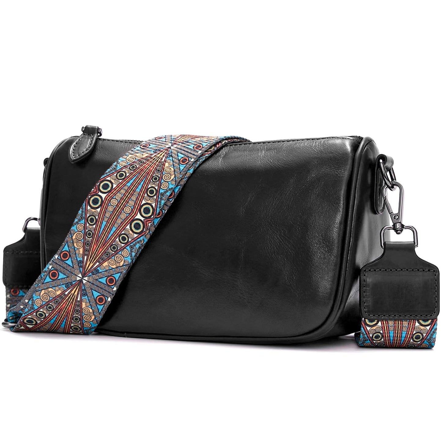 Leather Purse Crossbody Bag for Women: Genuine Leather Boho Purses for Women Trendy - Small Shoulder Cross Body Bag (02 Black)
