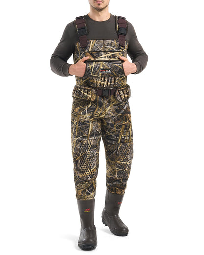 HISEA Hunting Waders for Men with 1200G Insulated Boots, Neoprene Waterproof Chest Wader, Bootfoot Fishing Waders