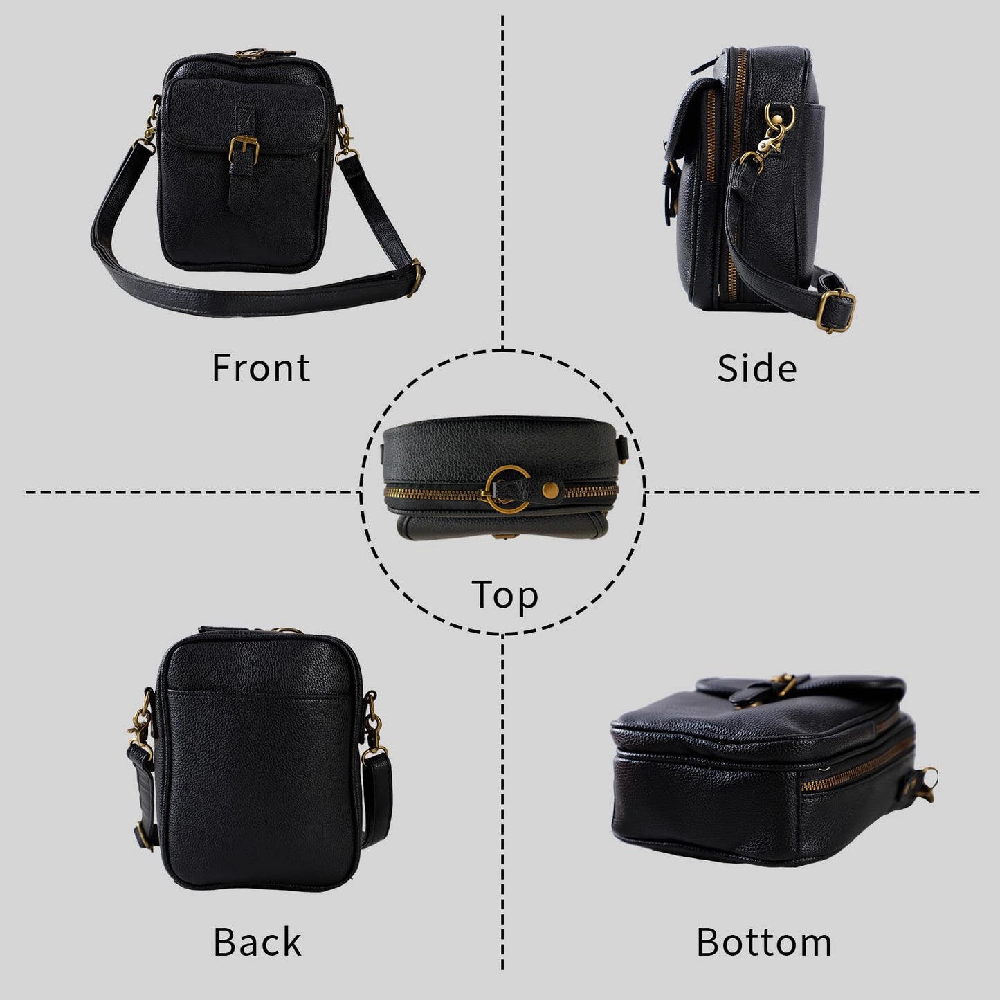 Leather Crossbody Bag for Women - 2025 Vintage Anti-Theft Messenger Bag with Double Layer Large Capacity, Built-in Purse Card Slots,Retro Faux Leather Shoulder Sling Bag for Travel (Black, Large)