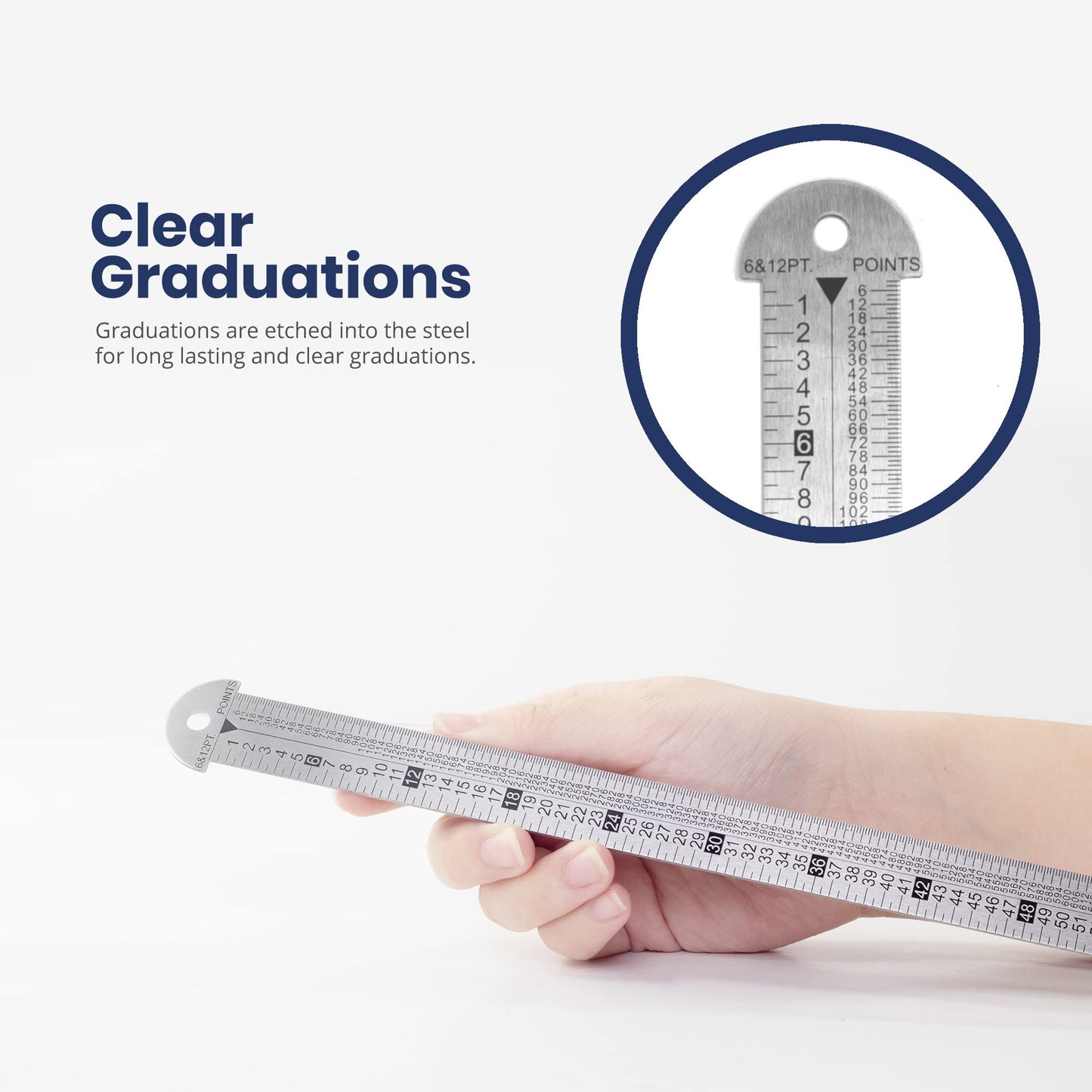Pacific Arc 18 inch Pica Pole Metal Ruler, with Pica, Points, Inches, and Agate Measurements, Stainless Steel Ruler for Drafting