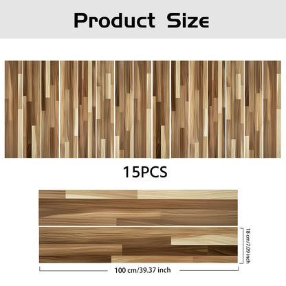 PLIGREAT 15 Strips Brown Wood Pattern Stair Decals Peel and Stick Stairs Riser Stickers Lifelike Style Murals Decor for Steps 7.1"x39" Self-Adhesive Stair Riser Decals for Home Hotel Decor