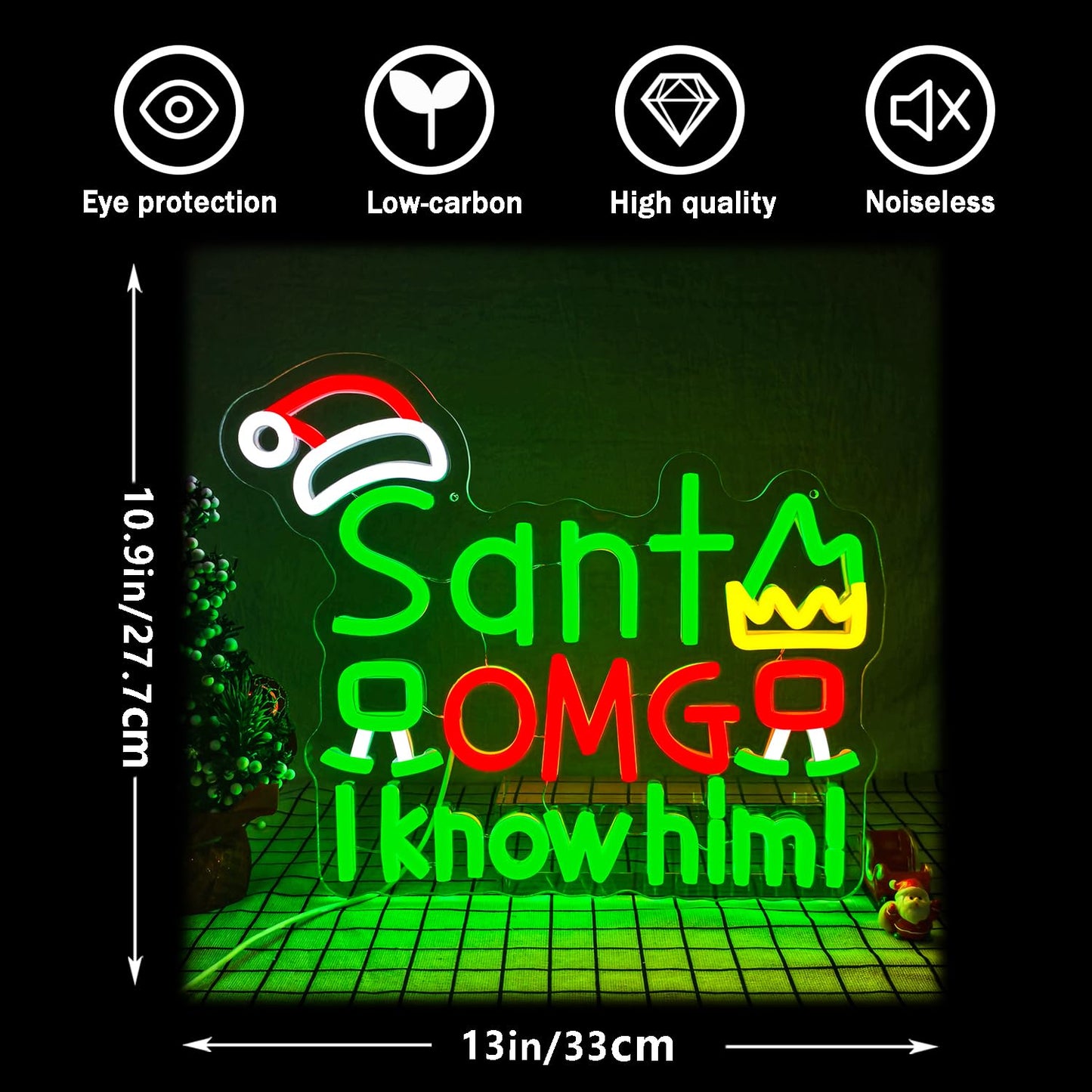 Santa I Know Him Neon Sign for Xmas Decoration Dimmable Christmas Neon Light Merry Christmas Neon Light Sign for for Party Gift Bedroom Art Wall Party Decor