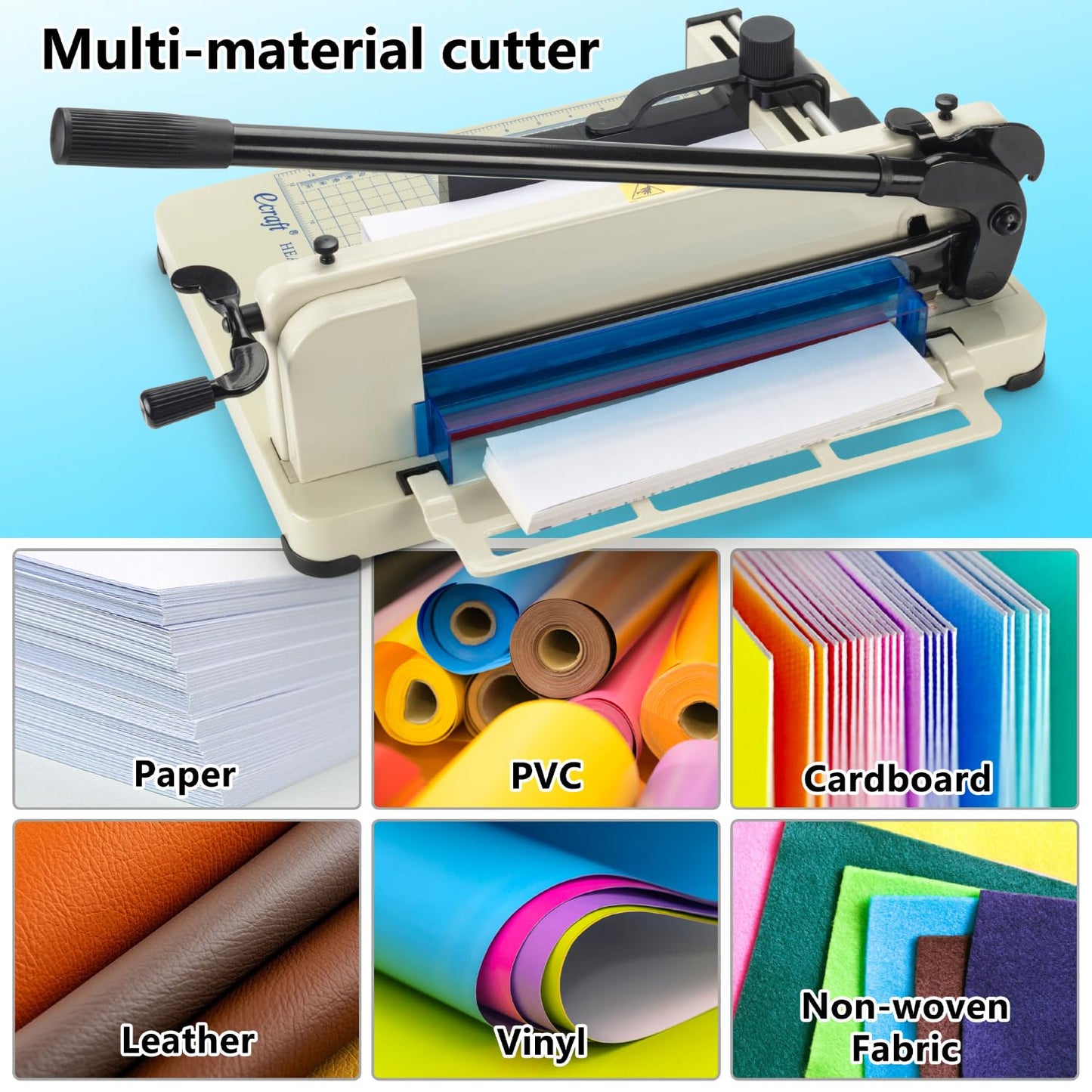 Ecraft Heavy Duty 12" Guillotine Paper Cutter - 400 Sheet Capacity,Solid Steel with HSS Blade,Industrial Commercial Trimmer for Office,School,Print Shop,Safety Lock & Clear Grids