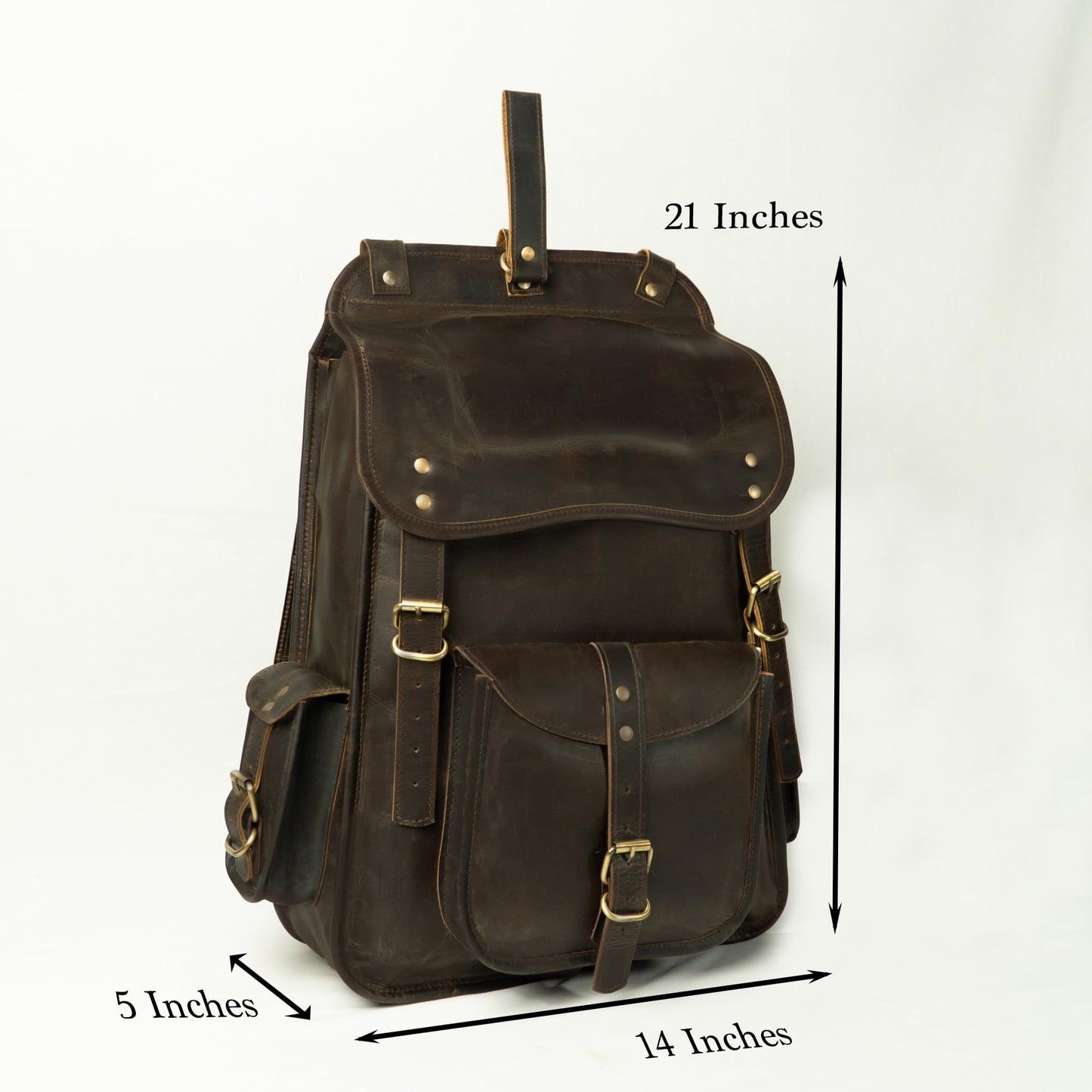 Satchel And Fable Leather Backpack for Men — 21 Inch Buffalo Full-Grain Laptop Bag”