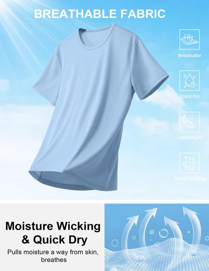 COOFANDY Men's Workout T-Shirts 3 Pack Quick Dry Moisture Wicking Athletic Shirts Crew Neck T Shirts