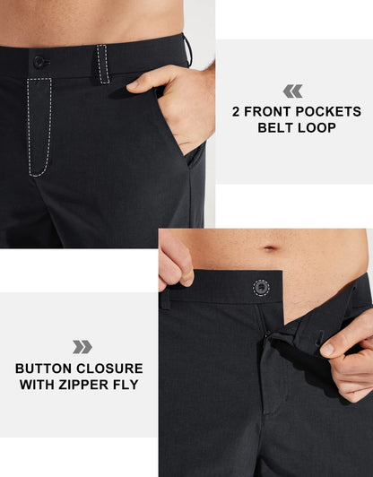 Libin Mens Golf Pants Stretch Work Dress Pants 30" Quick Dry Lightweight Business Casual Pant for Men Comfy Water Resistant, Black, 44W x 30L