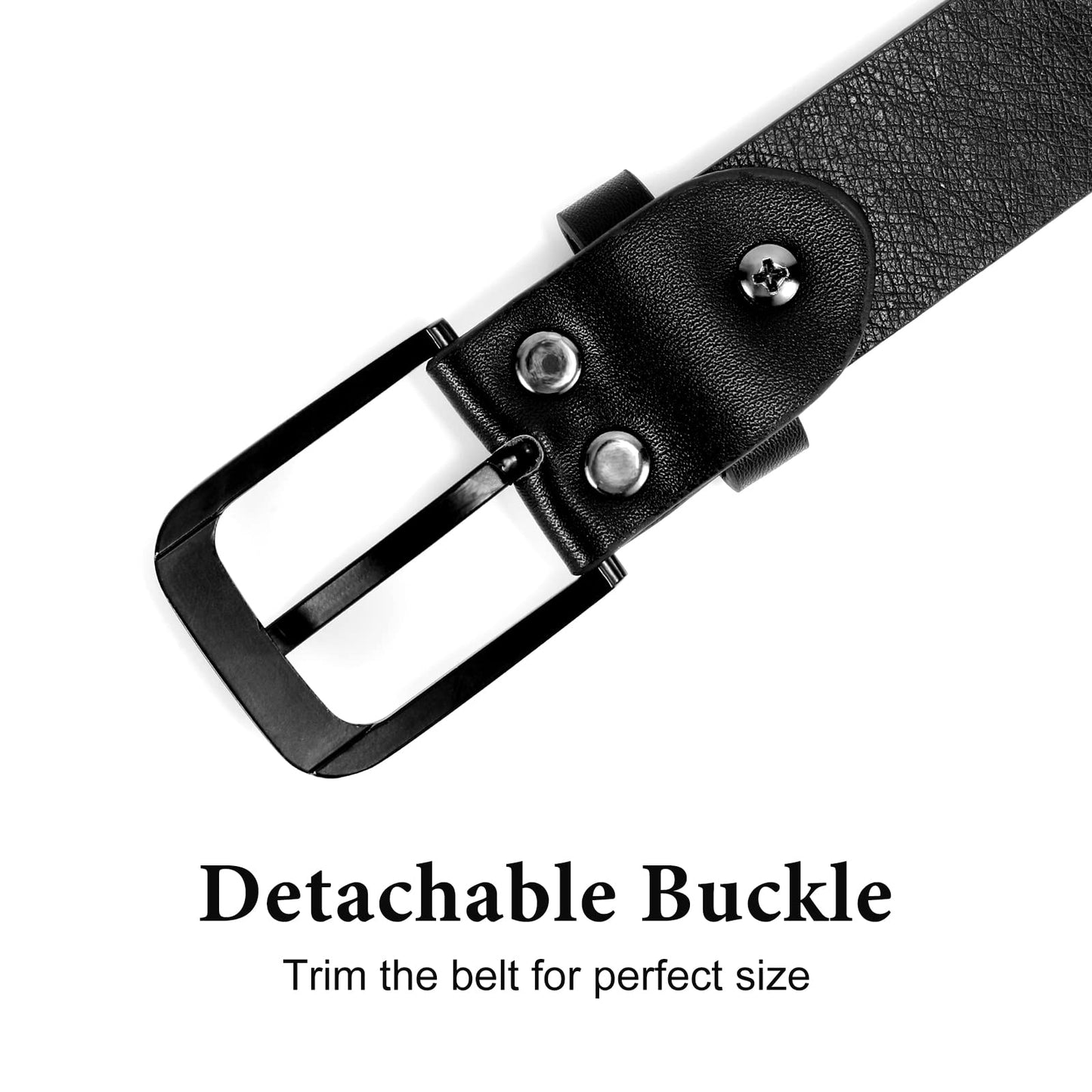 WHIPPY Women Casual Leather Belt for Jeans Pants, Fashion Ladies Waist Dress Belt Black Buckle Black M