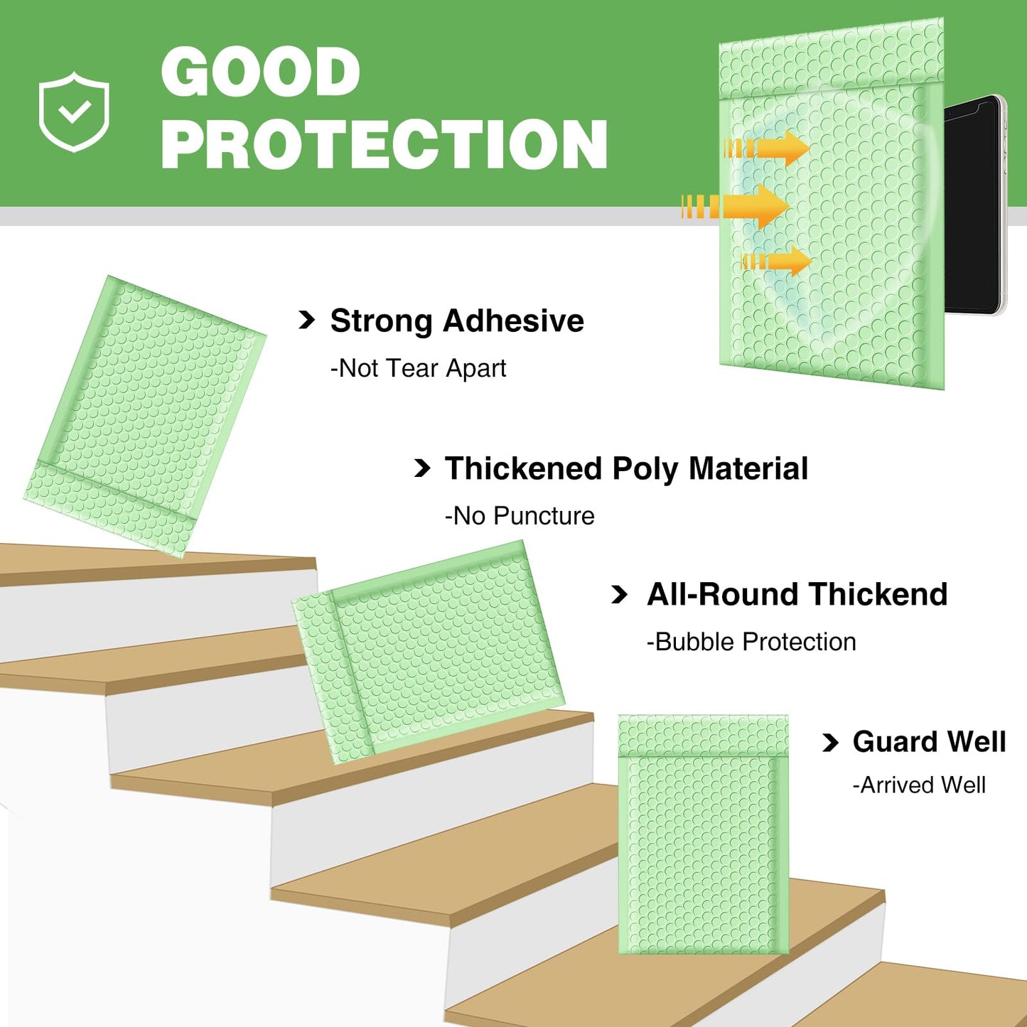 Famagic Bubble Mailers 4x8 Inch 100pcs Mint Green Shipping Bags, 4X7 Packaging Bags For Small Business, Colored Padded Mailing Envelopes,Opaque Matte Self Seal Bubble Poly Mailers Bulk #000