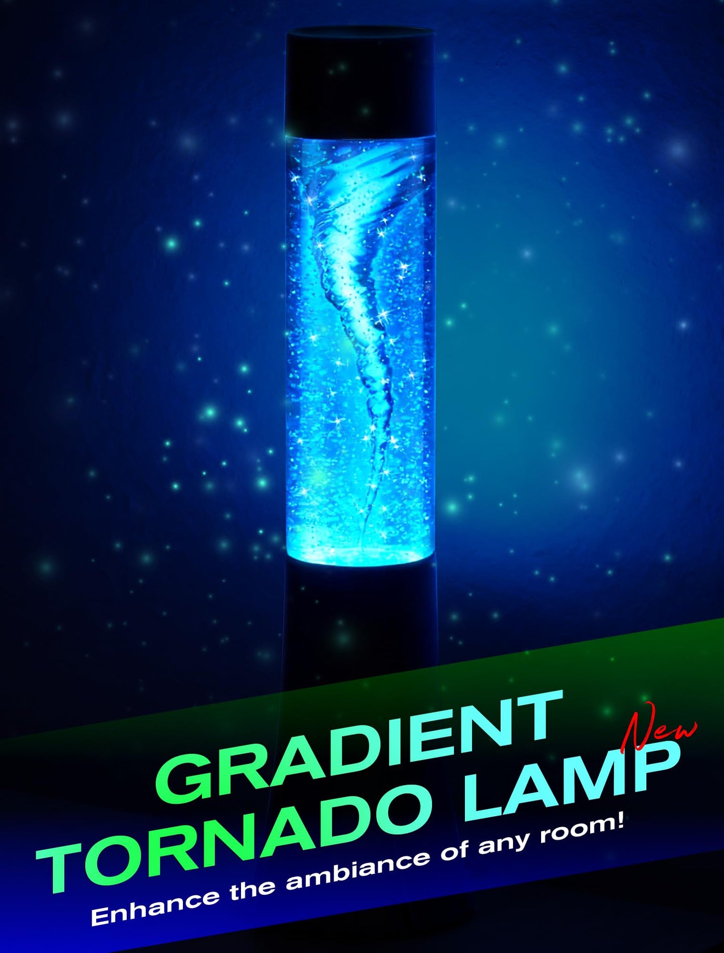Glitter Tornado lamp for Kids,Beautiful Birthday Christmas Valentines Gifts for Him Kids Teen Boys,Fun Office Home Bedroom Room Decor Night Light,Novelty Liquid Motion Lamps Teenagers Adults Men