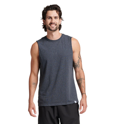 Russell Athletic Men's Cotton Performance Sleeveless Muscle T-Shirt, Black Heather, X-Large