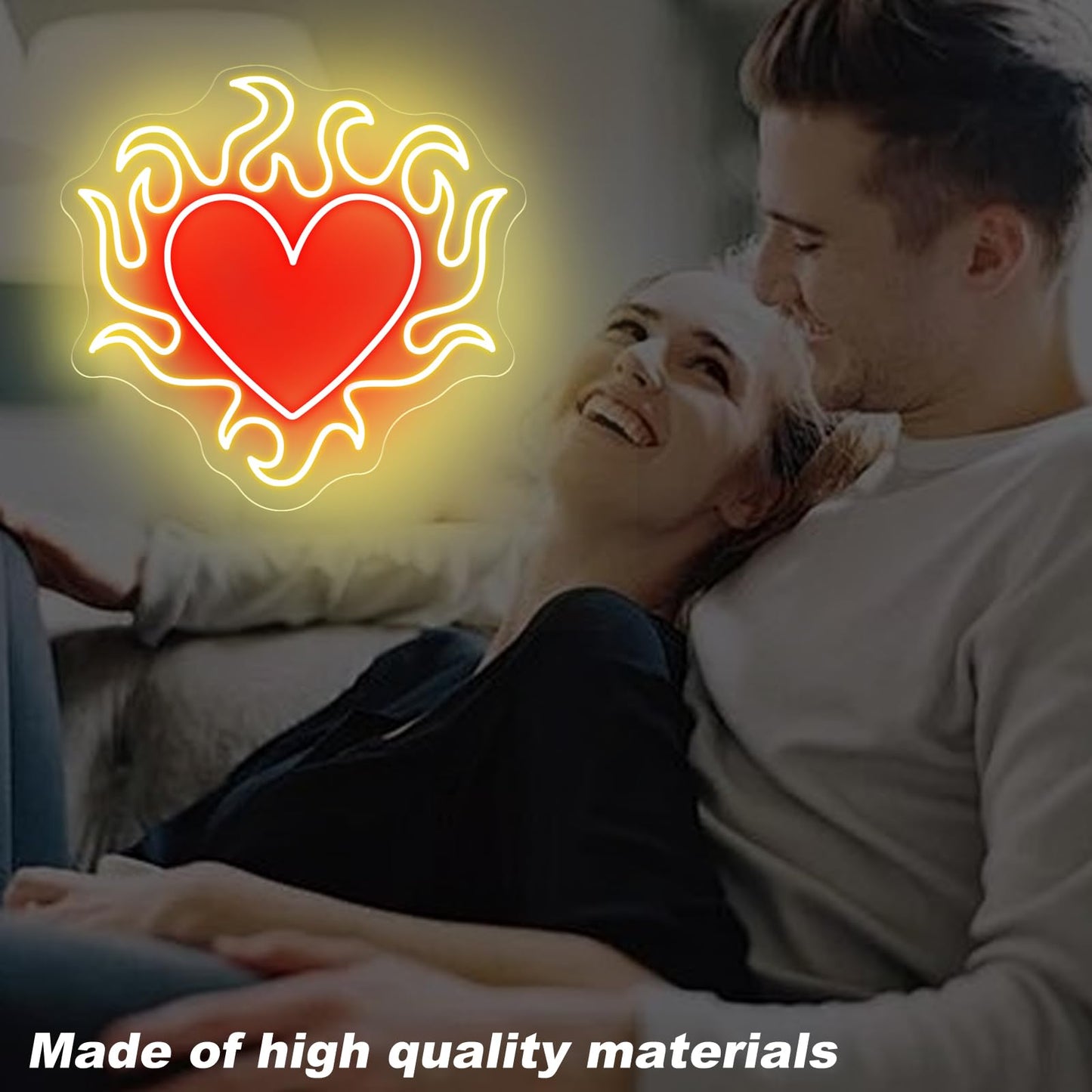 Flaming Heart Neon Sign Cool Wedding Neon Led Light Personalized Gift Idea for Her on Valentines Day, Aesthetic Heart Flame Wall Art Decor, Dark Gothic Wall Art, Birthday Gift, Witch Decor-13.8"