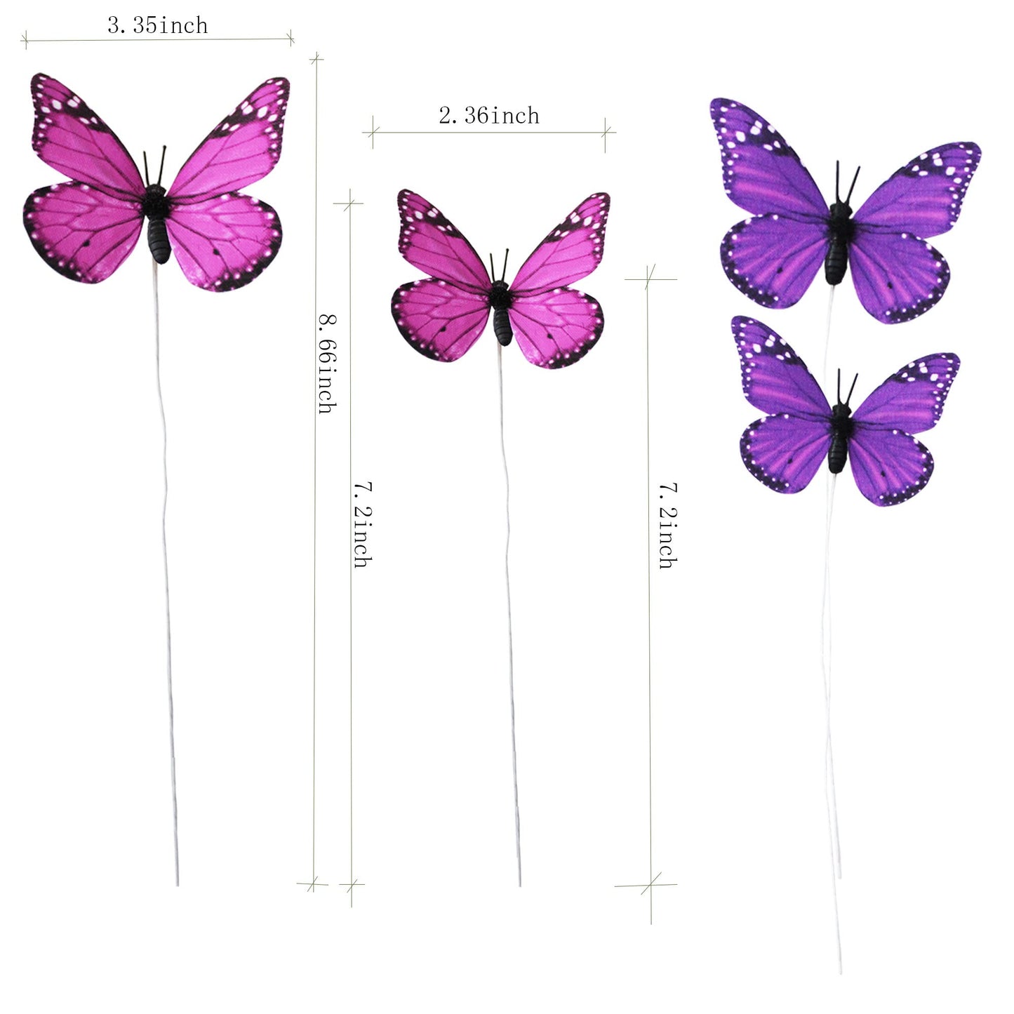 ConetoRosa Butterfly Decor 12PCS 2Sizes, 3D Faux Butterflies (Lavender)