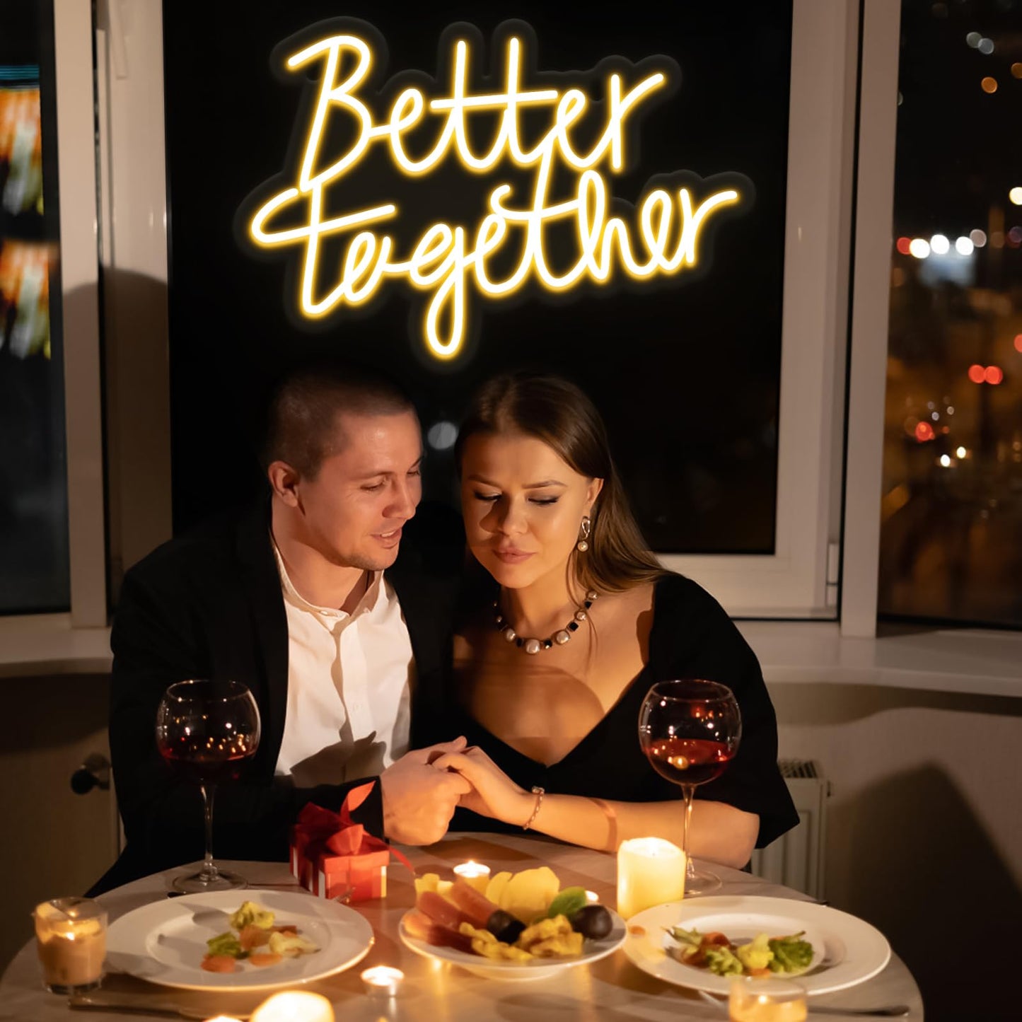 Miootly Better Together Neon Sign, LED Neon Sign Wall Decor for Wedding Bedroom Christmas Valentine's Day Women Birthday Gift Living Room Home Decor, 16"x 12" USB Powered 10 Brightness Settings Light