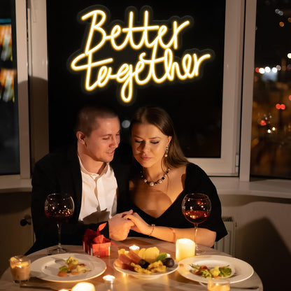 Miootly Better Together Neon Sign, LED Neon Sign Wall Decor for Wedding Bedroom Christmas Valentine's Day Women Birthday Gift Living Room Home Decor, 16"x 12" USB Powered 10 Brightness Settings Light