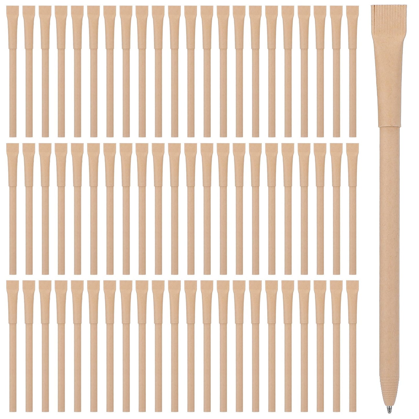 Leooomap 100pcs Paper Pens with Black Ink - Eco-Friendly Recyclable Cardboard Barrel Pens, Bullet Tip 1.0mm for Smooth Writing, Office School Supplies
