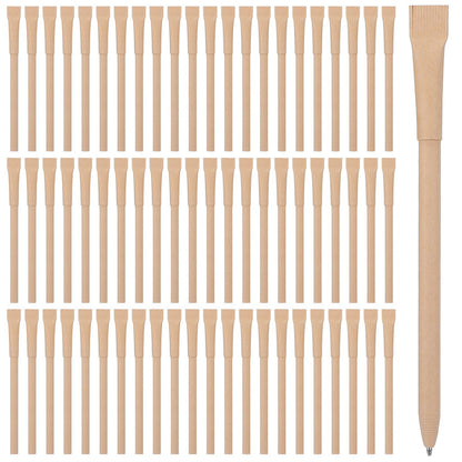 Leooomap 100pcs Paper Pens with Black Ink - Eco-Friendly Recyclable Cardboard Barrel Pens, Bullet Tip 1.0mm for Smooth Writing, Office School Supplies
