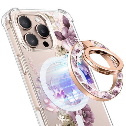 GVIEWIN Magnetic Phone Ring Holder, Compatible with MagSafe Phone Grip with Adjustable Stand, Magnet Phone Ring Kickstand for iPhone 17/16/15/14/13/12 Pro Max Plus Air/Other Phones (Glitter/Silver)