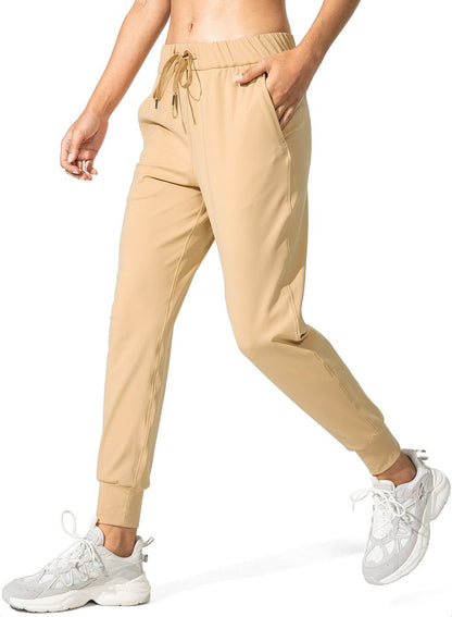 SANTINY Women's Joggers Pants Pockets Drawstring Running Sweatpants for Women Lounge Workout Jogging(Beech Wood_XS)